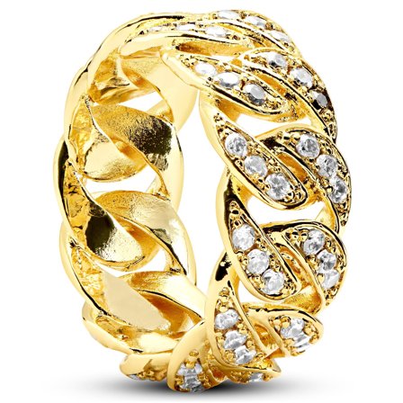 Nicos | 10 mm goldfarbener Zirkonia-Ring für Männer - Kettenringe