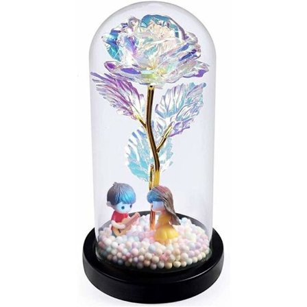 Kaunotar ja hirviö ruusu Lumottu ruusu LED-valoilla lasikupolissa Lahja tyttärelle syntymäpäivä äitienpäivä kiitospäivä ystävänpäivä