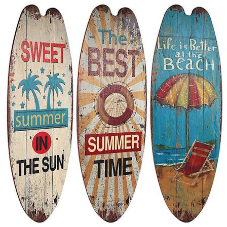 3 stk. Surfebrettdekorasjon Tresurfebrettstatue Veggskulptur Dekor Ornament Veggopphengsskulptur