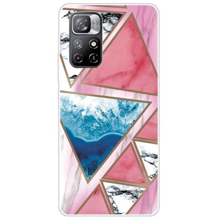 Marmormotiv Xiaomi Redmi Note 11 Pro Plus 5G skal - Vit / Blå / Rosa Triangel