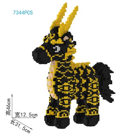 Avancerat Mikro-Tegel Pusselset – Hög Svårighetsgrad Kreativt Monteringsleksak *48CM Svart Guld Drakhäst+*