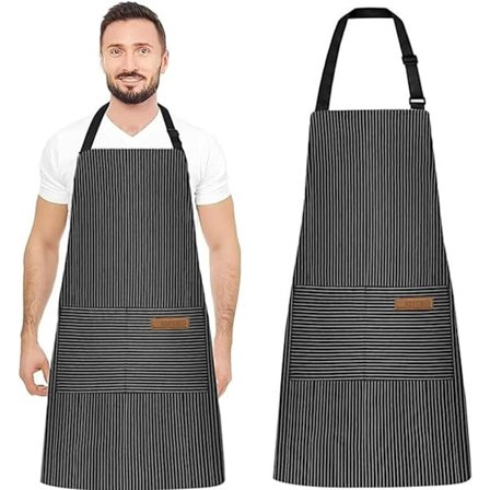 2 stk. Justerbare Forklæder Unisex Forklæde med Lomme Madlavning Køkken Kok Forklæder til Kvinder Mænd Hjem Køkken Sort