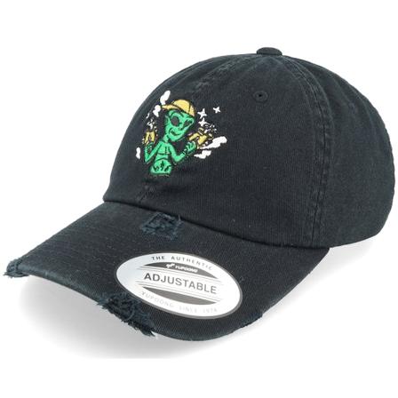 Abducted - Zwart unconstructed Cap - Thug Alien With Guns Black Destroyed Dad Cap @ Hatstore