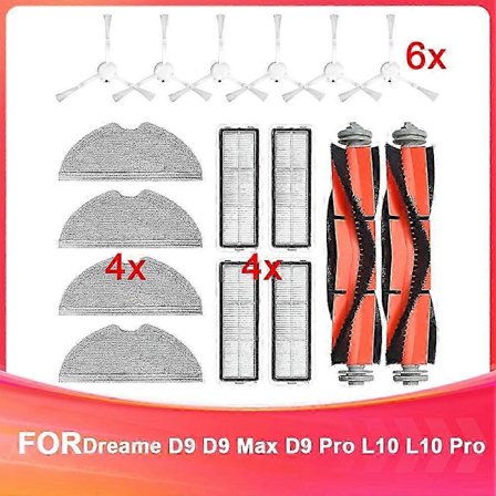 Ersättningsdelar för Dreame D9, D9 Max, D9 Pro, L10 och L10 Pro dammsugare, huvudborste och sidoborste
