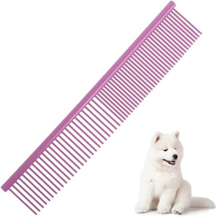 Koirakampa, ruostumattomasta teräksestä valmistettu lemmikkikampa, pyöristetyt hampaat, pienille, keskisuurille ja suurille koirille ja kissoille 19 x