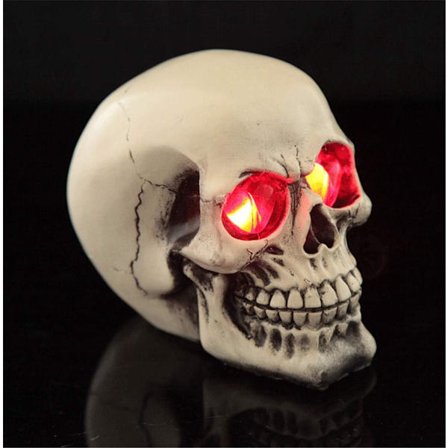 LED kraniefigur til Halloween bar bord dekoration, harpiks natlys