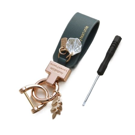 Läder Blomma Bil Nyckelring Bil Hänge GULD&GRÅ