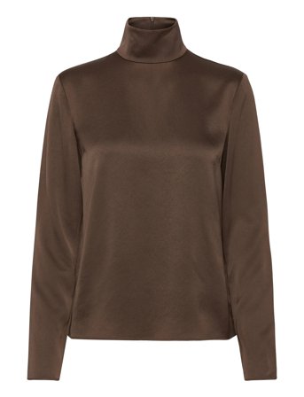 Filippa K Turtleneck Satin Blouse - Brown - 38