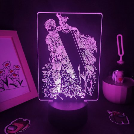 Uusin Anime Berserk Guts -hahmo 3D yövalo poika tyttö LED-LAMPU syntymäpäivälahja Anime valo lahja Manga Berserk Guts lastenhuoneen sisustus