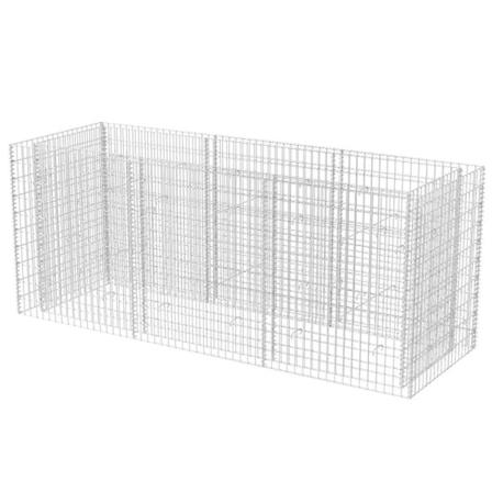 vidaXL Planteringsgabion upphöjd stål 270x90x100 cm Silver