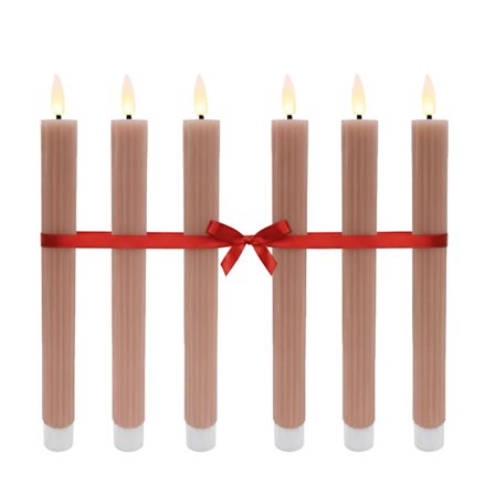 LED flammeløse keglelys, ægte voks, sæt med 6