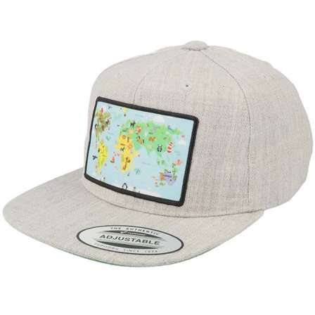 Kiddo Cap - Grå snapback Keps - Kids World Map Grey Snapback @ Hatstore