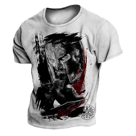 Vintage T-shirts för män 3d Vinking printed Street Retro Sparta Kortärmade Hip Hop-tröjor Oversized t-shirt Man Lösa kläder Z