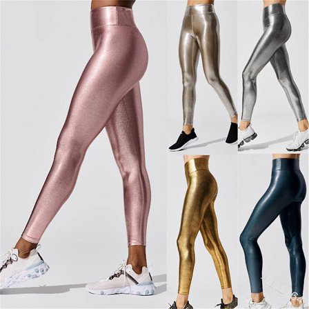 Bronzing Yogabukser, Høyt Liv Smale Blyantbukser, Sport Fitness Leggings, Ni-punkts Pustende Casual Bukser_Kvalitetsgaver Rose Gold L