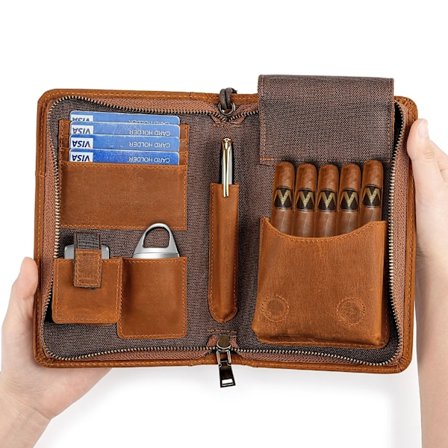 Kannettava nahkainen sikarikotelo - Tyylikäs suoja liikkeellä ollessa