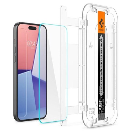 Spigen iPhone 15 Glas.Tr "Ez Fit" Screen Protector Tempered Glass - 2-Pack - Clear