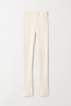 Soft Goat - Ribbed Leggings - Women cashmere pants - S - Feather White