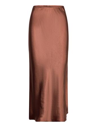Cc Heart Skyler Mid Length Skirt Skirts Satin Skirts Brun Coster Copenhagen*Betinget Tilbud