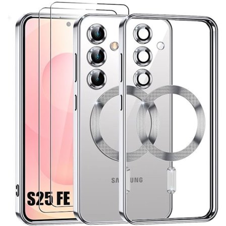 Mobilskal - BOOLING - för Samsung Galaxy S25 FE - Silverfärgad - 2 Glas - Stödjer stötar