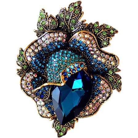 Ros Kristall Blomma Brosch Vintage Palace Stil Rhinestone Slipstift Bröllop Brud Stora Broscher För Kvinna Smycken Clot