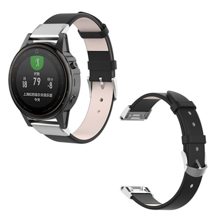 Garmin Fenix 6S / Fenix 5S läderarmband med snabb passform - Svart