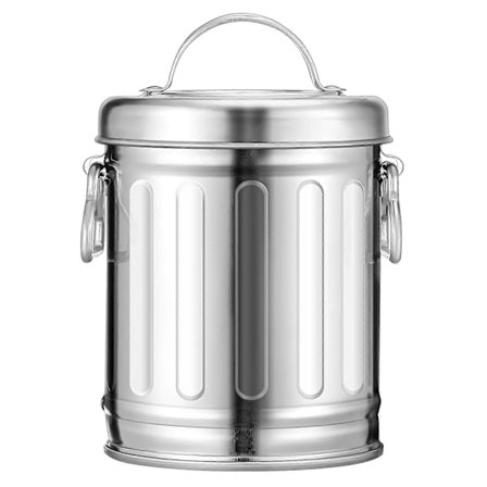 Plåthink med lock, liten kompakt askkopp i galvaniserat järn för sängbord, hemmakontor, 1 set [DB]