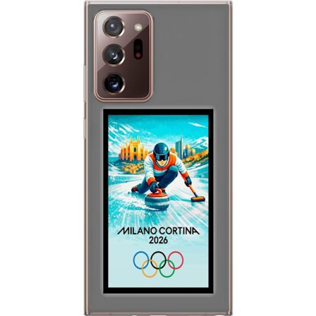 Yhteensopiva Puhelinkuori Samsung Galaxy Note20 Ultra Jääkiekkoilukuva, jossa pelaajat liikkuvat jäällä, Milano Cortina 2026, Milanin maamerkit ja oly