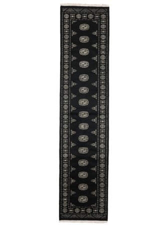 78X338 Tapis Pakistan Boukhara 2Ply D'orient De Couloir Noir/Jaune Foncé (Laine, Pakistan) Carpetvista
