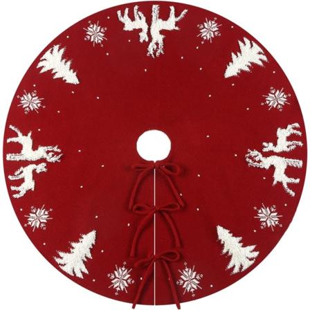 CDQ Stickad julgransmatta, lyxig kabelstickad (röd 3D, 36")"