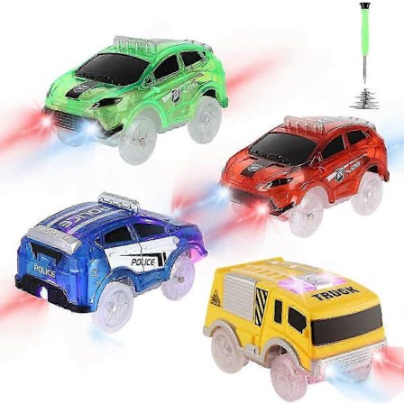 Tracks Cars Only Erstatning, Flex Track Racerbiler til Magic Tracks Glow in the Dark, LED lyser op Batteridrevet