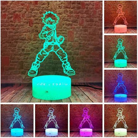 SBSG Midoriya Izuku 3D Illuusio MHA Manga Deku LED Anime Lamppu 16 Väriä RBG Kaukosäädin My Hero Academia Yövalo Huoneen Sisustus