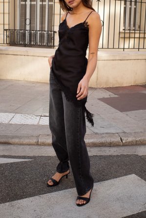 NA-KD Route jean droit à taille mi-haute - Jeans taille moyenne - Gris - EU 36