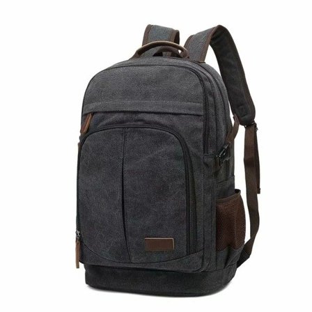 Herre Canvas 17,3" Laptop Rygsæk - 35L Studerende Rygsæk Sort