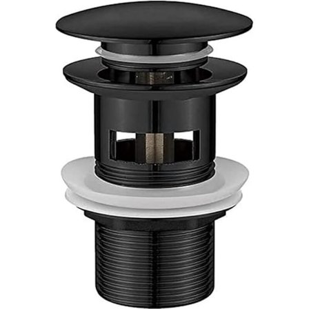 M20502B Viemäritulppa kylpyhuoneeseen, pesuallastulppa ylivuodolla, Pop Up, Musta