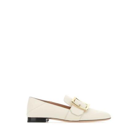Bally Janelle Square Buckle Loafers Hvid, Dame, Størrelse: 36 EU
