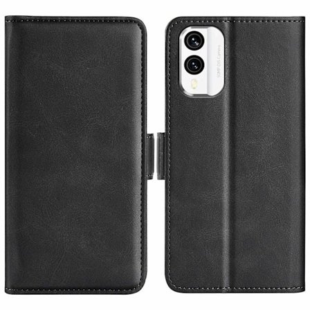 Nokia X30 5G iskunkestävä vasikannahkakuvioinen puhelinkotelo, läppä, nahkalompakko, puhelinkotelo jalustalla - WELLNGS