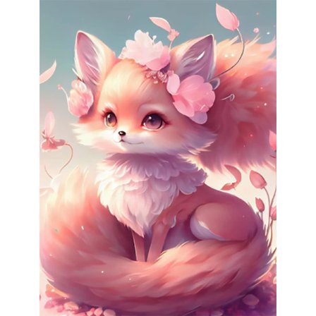 30x40cm, Timanttimaalaussetti Pinkki Kettu 5d timanttimaalattu rhinest