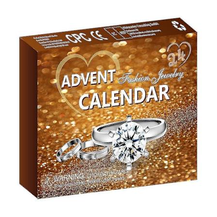 Brun smykkeskrin smykker adventskalender 2023 julekalender med armbånd halskjede ring øredobber for kone jenter 24 dager feriegave