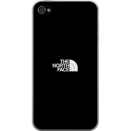 Apple iPhone 4 Läpinäkyvä kuori The North Face -logo, klassinen ja tyylikäs mustavalkoinen suunnittelu, inspiroituna seikkailuista, ulkoilusta ja