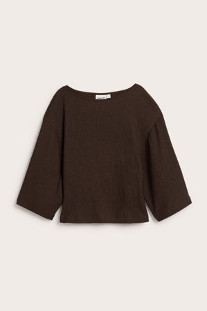 Kappahl | Topp med vida ärmar Mörkbrun S | Mörkbrun