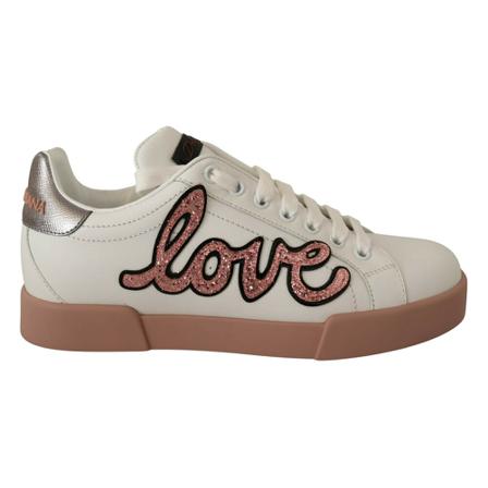 Dolce & Gabbana Sneakers With Glitter Love Lettering , Beige , Dames , Maat: 37 EU