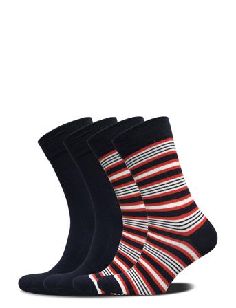 Timber 4-Pack Socks - Block Striped Patterned Knowledge Cotton Apparel