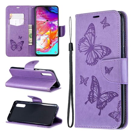 Butterfly Samsung Galaxy A70 etui - Lilla
