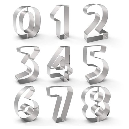 9 stk. Tal Kageudstikkere Form Sæt Rustfrit Stål Kiks Fondant Dekoration Gelé Fondant Sukker Tal Udskærer Sæt Prægeværktøj