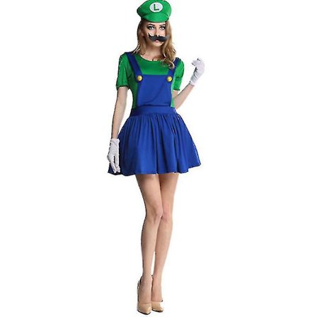 Super Mario Luigi Kostym Vuxen Barn Fancy Dress Outfit Kläder