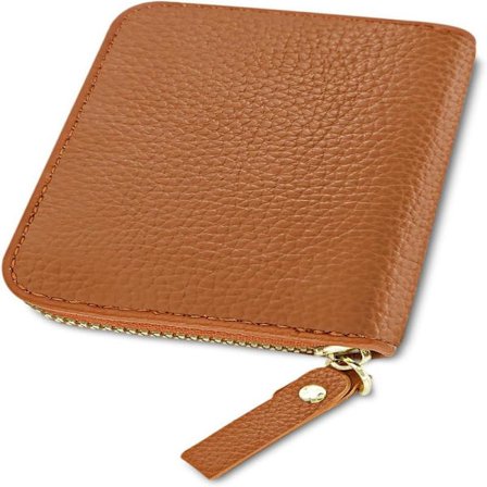 Kreditkortholder til kvinder, lille RFID-blokerende pung til kvinder med lynlås i rustfrit stål, læderharmonika, sort pung etui (brun)