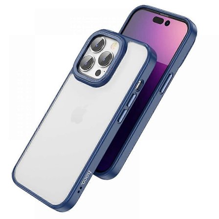 För iPhone 14 Pro Skal, [10 FT Militärt Fallskydd] [Hudvänlig Touch] Matt Baksida, Slimmat Genomskinligt Skyddsfodral - Blå