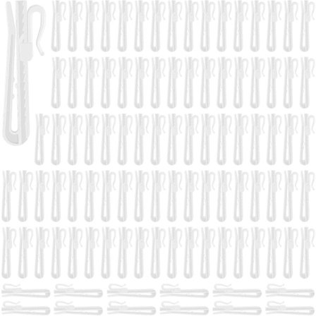 100 stk Plastgardin Skinne Kroker, Heavy Duty Gardin Kroker, Justerbar Klemme