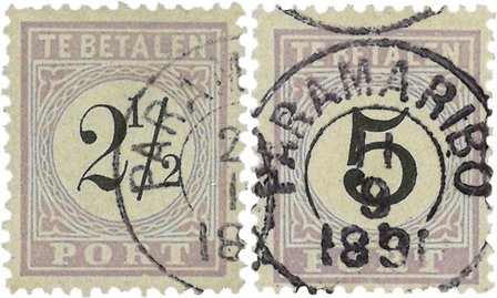 Surinam 1886-1888 - Portomærker NVPH P1-P2 - Stemplet