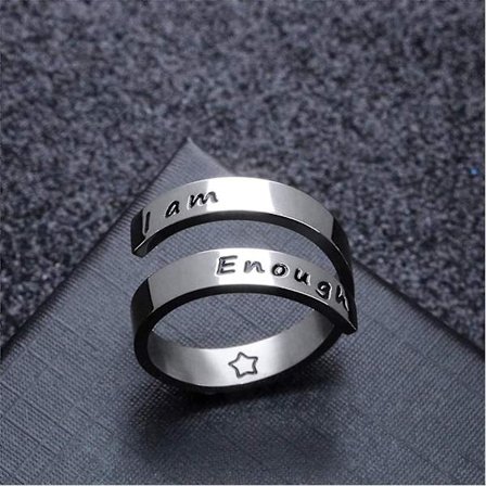 Ring Jag Är Tillräcklig Ring Inspirerande Smycken Rostfritt Stål 18,9 Mm Diameter, Rostfritt Stål